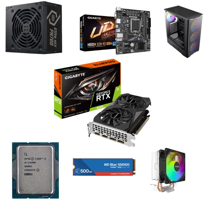 מחשב גיימינג VCX310 ARGB עם Intel Core i5-14400F, RTX 3050, 16GB RAM ו־500GB NVMe