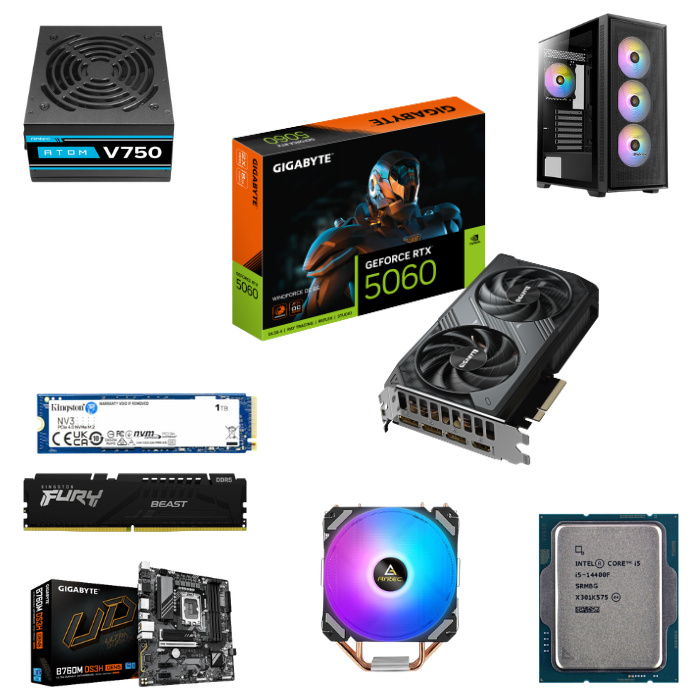 מחשב גיימינג AX61 עם Intel Core i5-14400F, RTX 5060, 16GB DDR5 ו־1TB NVMe
