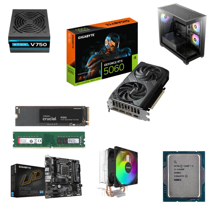 מחשב גיימינג CX300M ARGB עם Intel Core i5-14400F, RTX 5060, 16GB DDR4 ו־1TB NVMe
