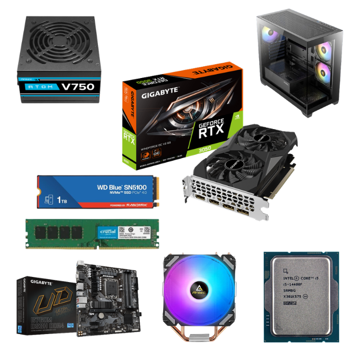 מחשב גיימינג CX300 ARGB עם Intel Core i5-14400F, RTX 3050, 16GB RAM ו־1TB NVMe