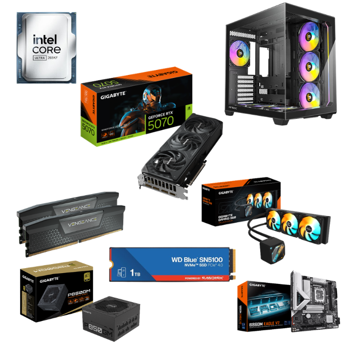 מחשב גיימינג Antec C5 ARGB עם Intel Core Ultra 7 265KF, RTX 5070, 32GB DDR5 ו־1TB NVMe