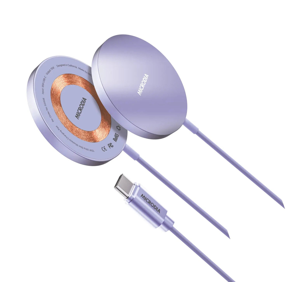 מטען אלחוטי Microdia SnapPad 15W סגול