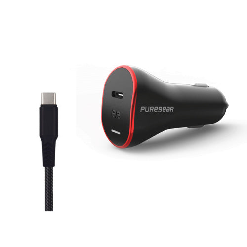 מטען לרכב PureGear GaN II + כבל USB-C ל-USB-C