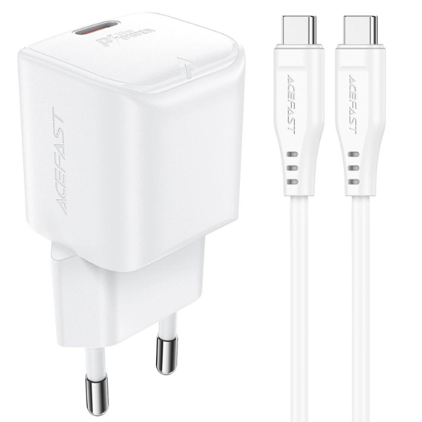 מטען קיר Acefast A77 Mini 30W USB-C + כבל USB-C ל-USB-C