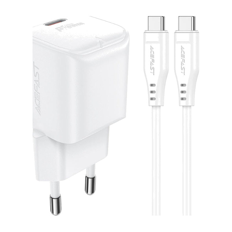 מטען קיר Acefast A77 Mini 30W USB-C + כבל USB-C ל-USB-C