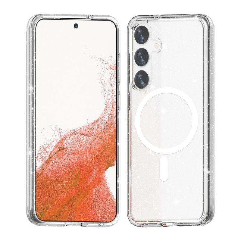 כיסוי לגלקסי S25 פלוס תומך טעינה מגנטית PureGear DualTek Slim שקוף נצנצים